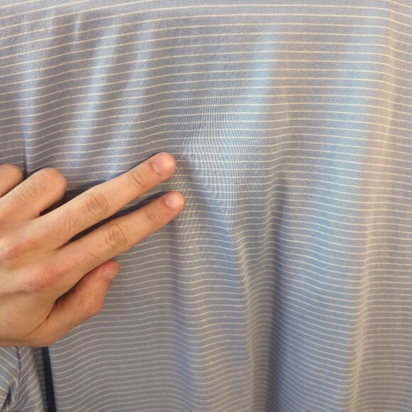 Brooks Brothers Mens Large Striped Blue Short Sleeve Performance Polo Shirt - Picture 5 of 9